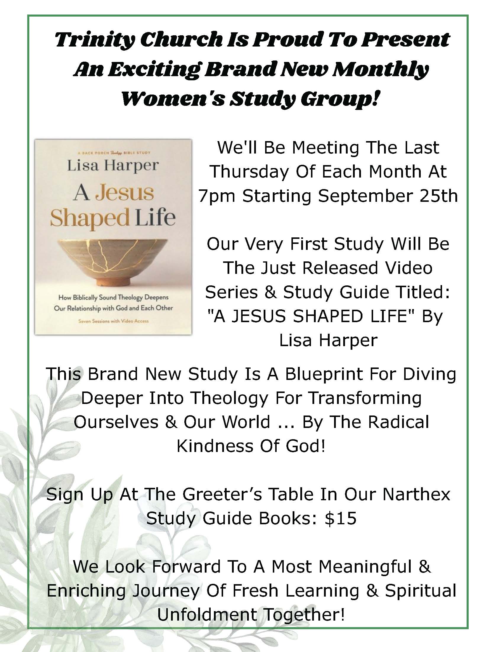 Trinity Church_New Monthly Women's Study Group